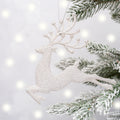 Pale Silver Glitter Reindeer Decoration