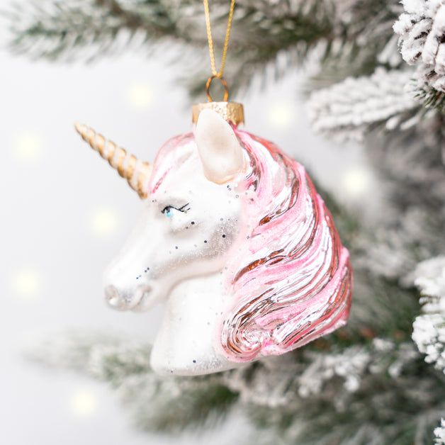 Pink Shimmer Unicorn Head Shaped Bauble