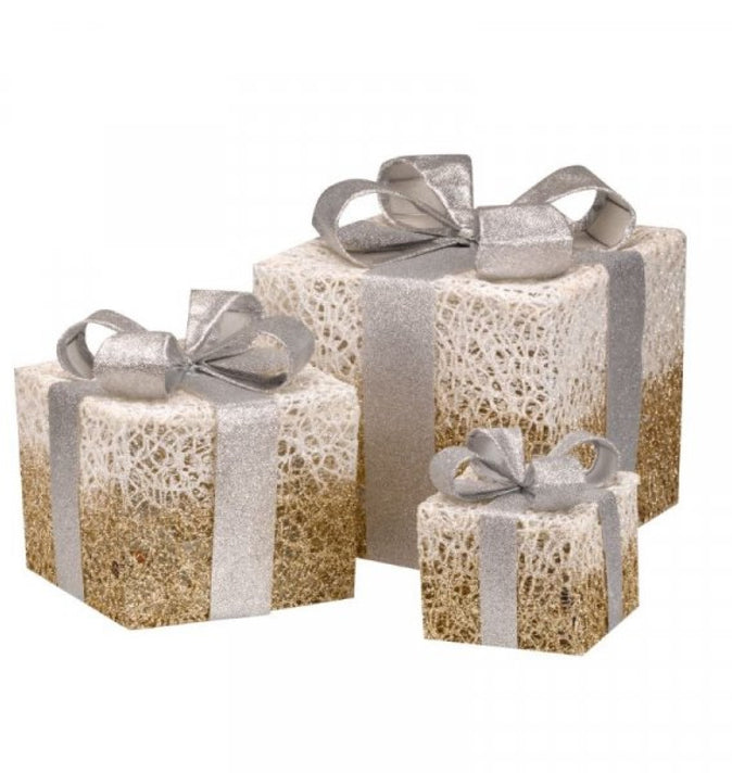 Sparkly Faux Gift Boxes Gold
