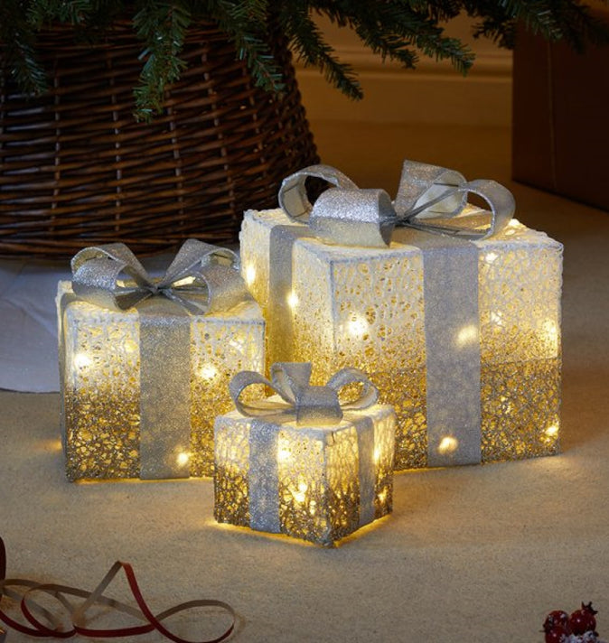 Sparkly Faux Gift Boxes Gold