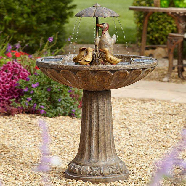 Duck Family Solar Water Feature